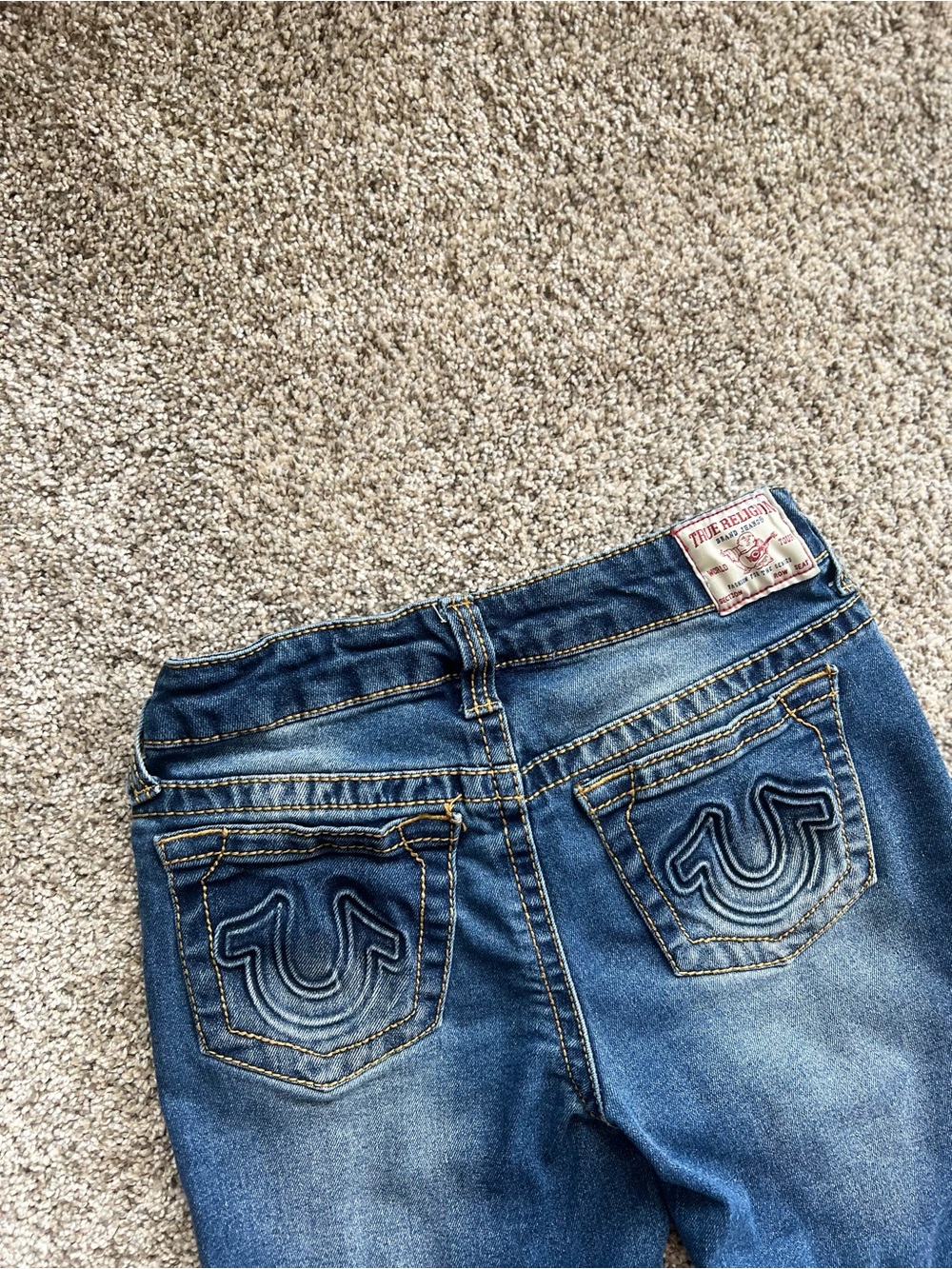 True Religion Geno Relaxed Slim Jeans Kids 5 Blue Distressed Straight Denim